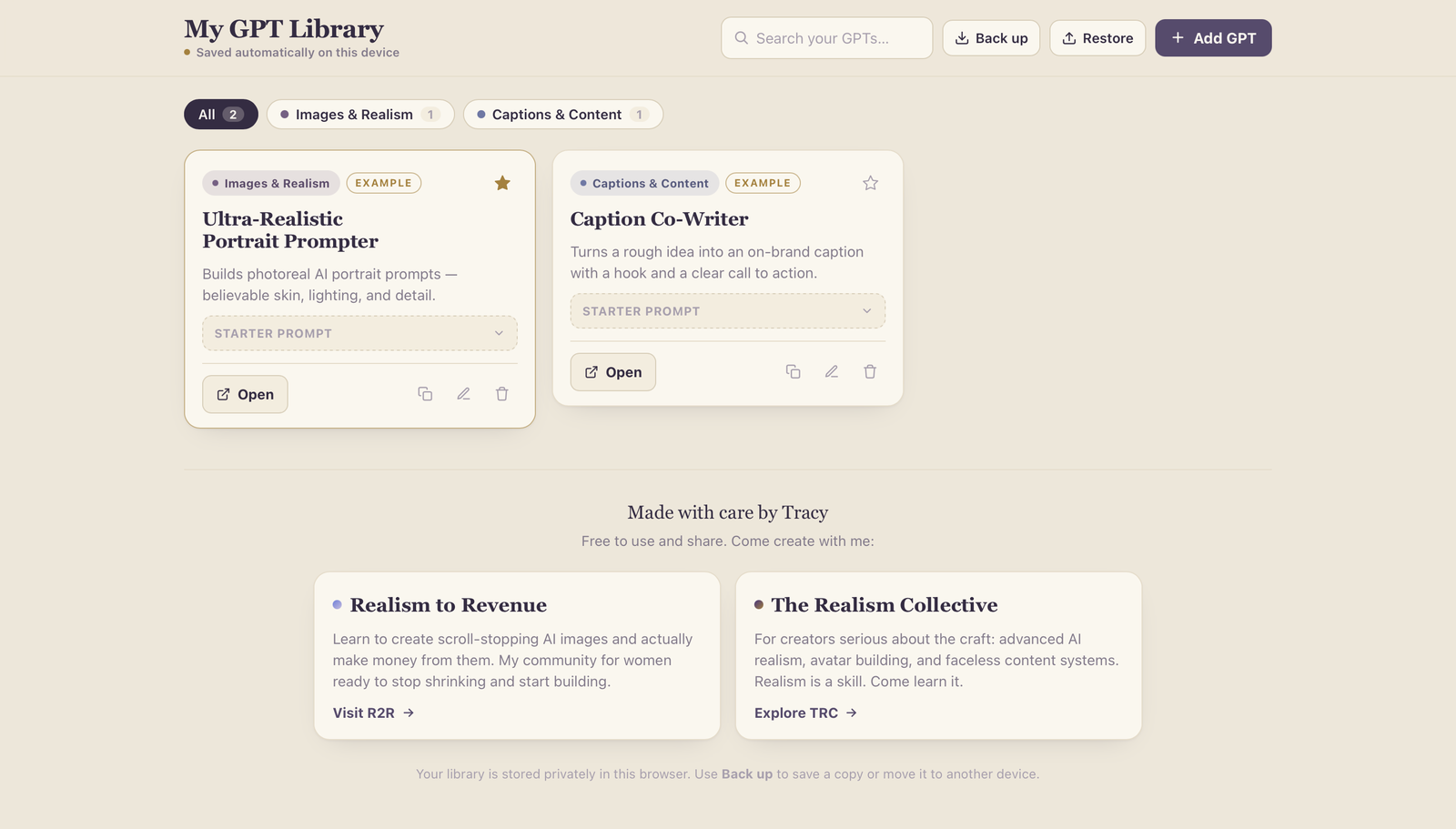 GPT library mini app built with Bea